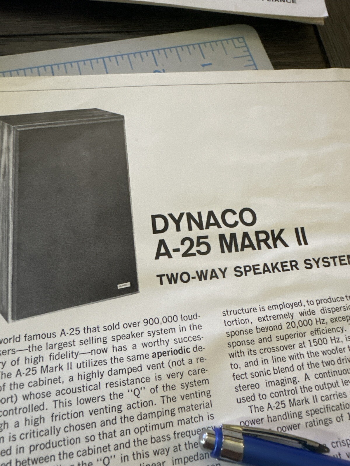 Dynaco DYNACO A-25 MARK II Speaker Dealer Spec Sheet 1977