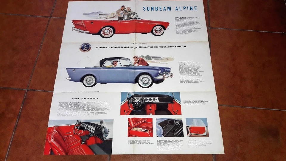 BROCHURE DEPLIANT ADVERTISEMENT SUNBEAM ALPINE MOTORE 1.6 ITALIANO 1960 - Immagine 3 di 3