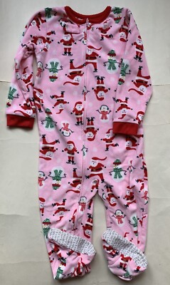 Carter s Girls Fleece One- Piece Footed Pajamas 4T NWOT Christmas