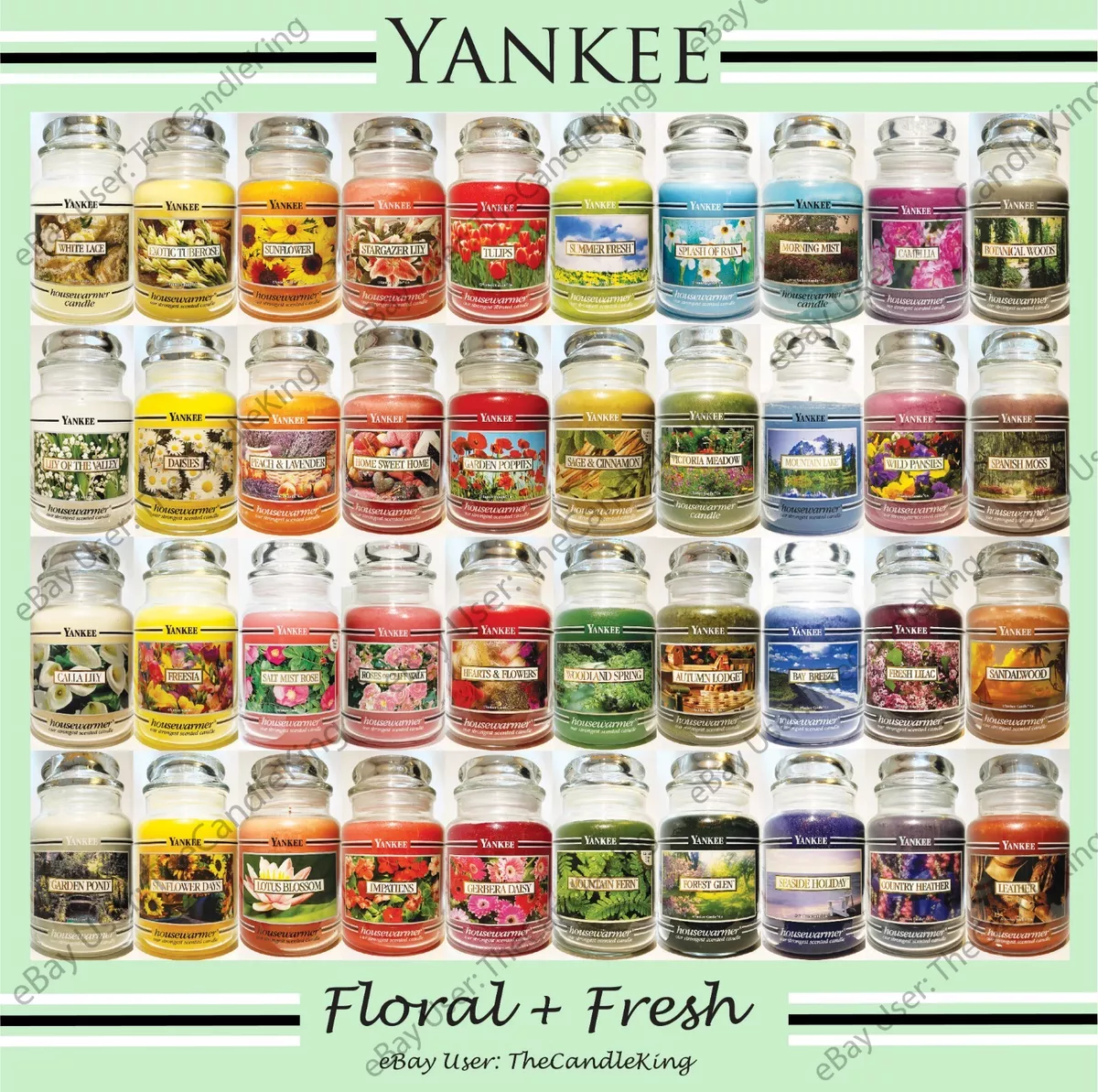 Yankee Candle - BLACK BAND - FRESH + FLORAL SCENTS - You Pick - 22oz -  RARE!!!