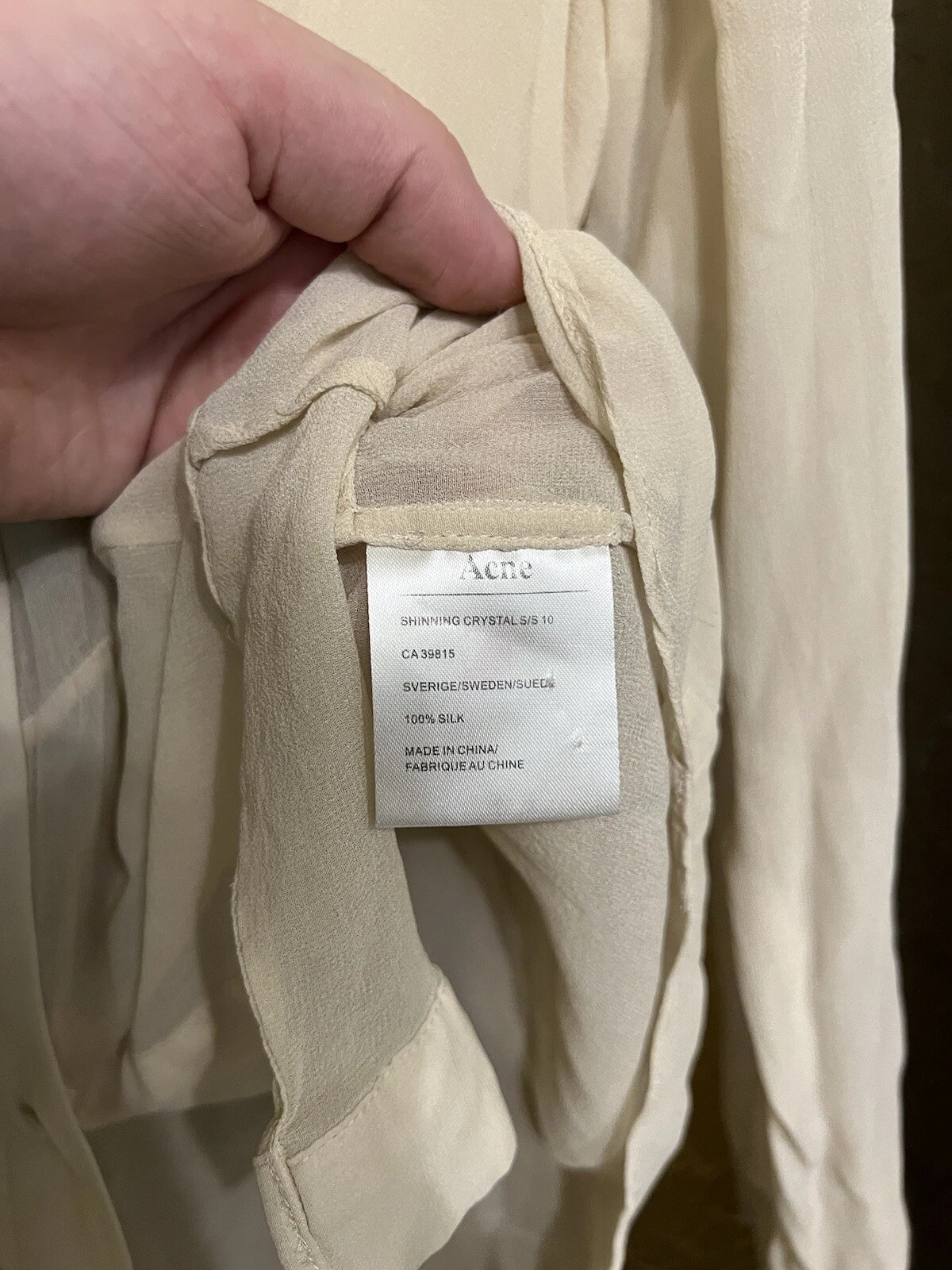 RARA CAMICIA BLUSA ACNE STUDIOS VINTAGE IMMAGINE CRISTALLO DONNA 100% SETA BOTTONI 38