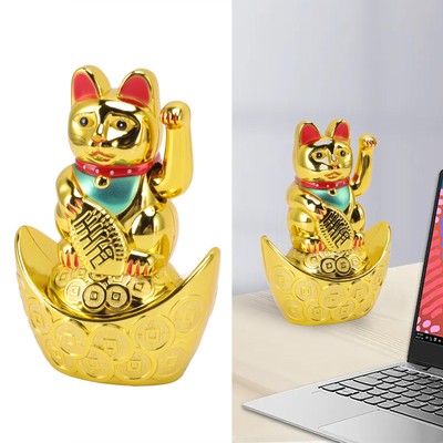 Waving Lucky Cat Lucky Cat Decor Bright Gold For Gifts