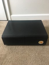 Vtg Faux Wood VHS Tape Holder Storage Cabinet Holds Up To 18 Tapes Black