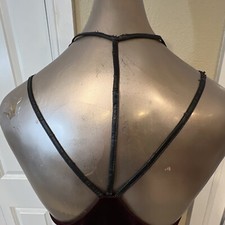 Y2K VELVET DRESS BABYDOLL STRAPPY BACK Wine FESTIVAL DISCO Grunge Goth Boho M L