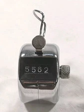 Vintage Manual Counter Clicker 0000-9999 Round Silver Tone Umpire Baseball Gear