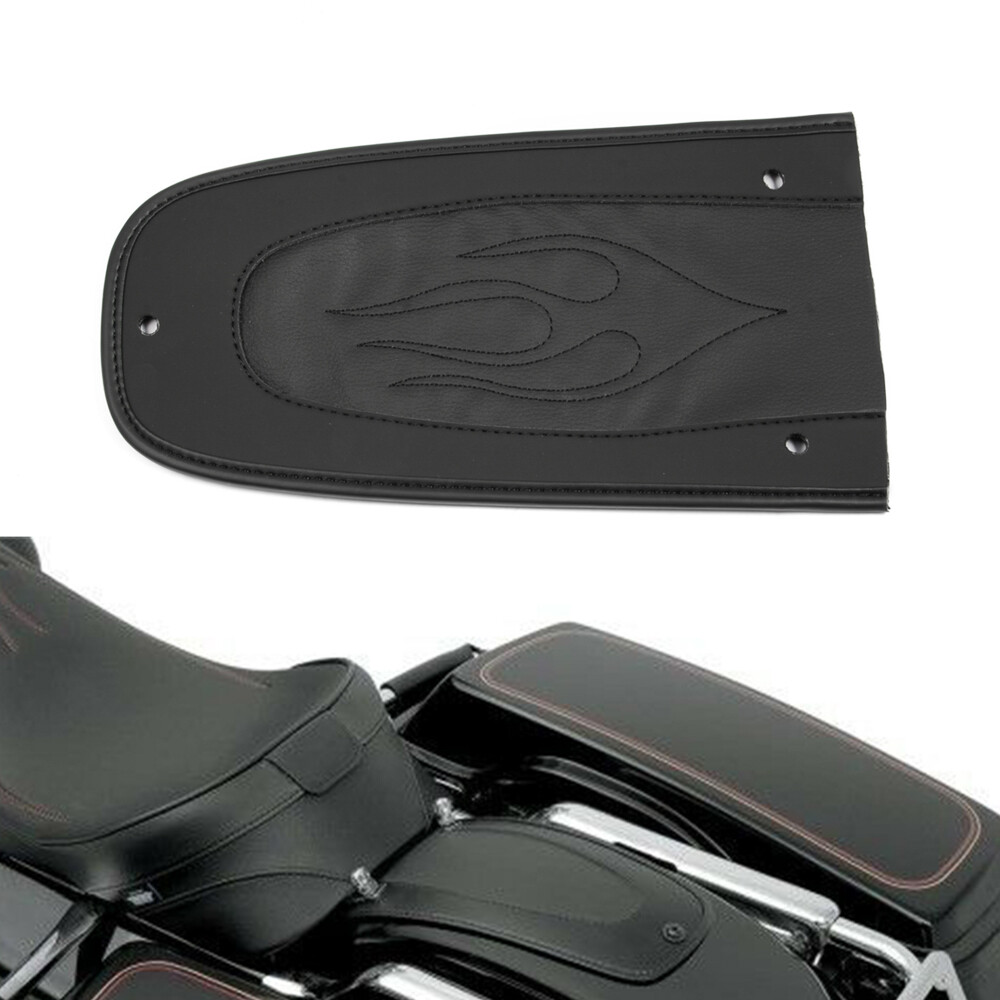 Black Flame Leather Plain Rear Fender Bib For Harley Touring Road King