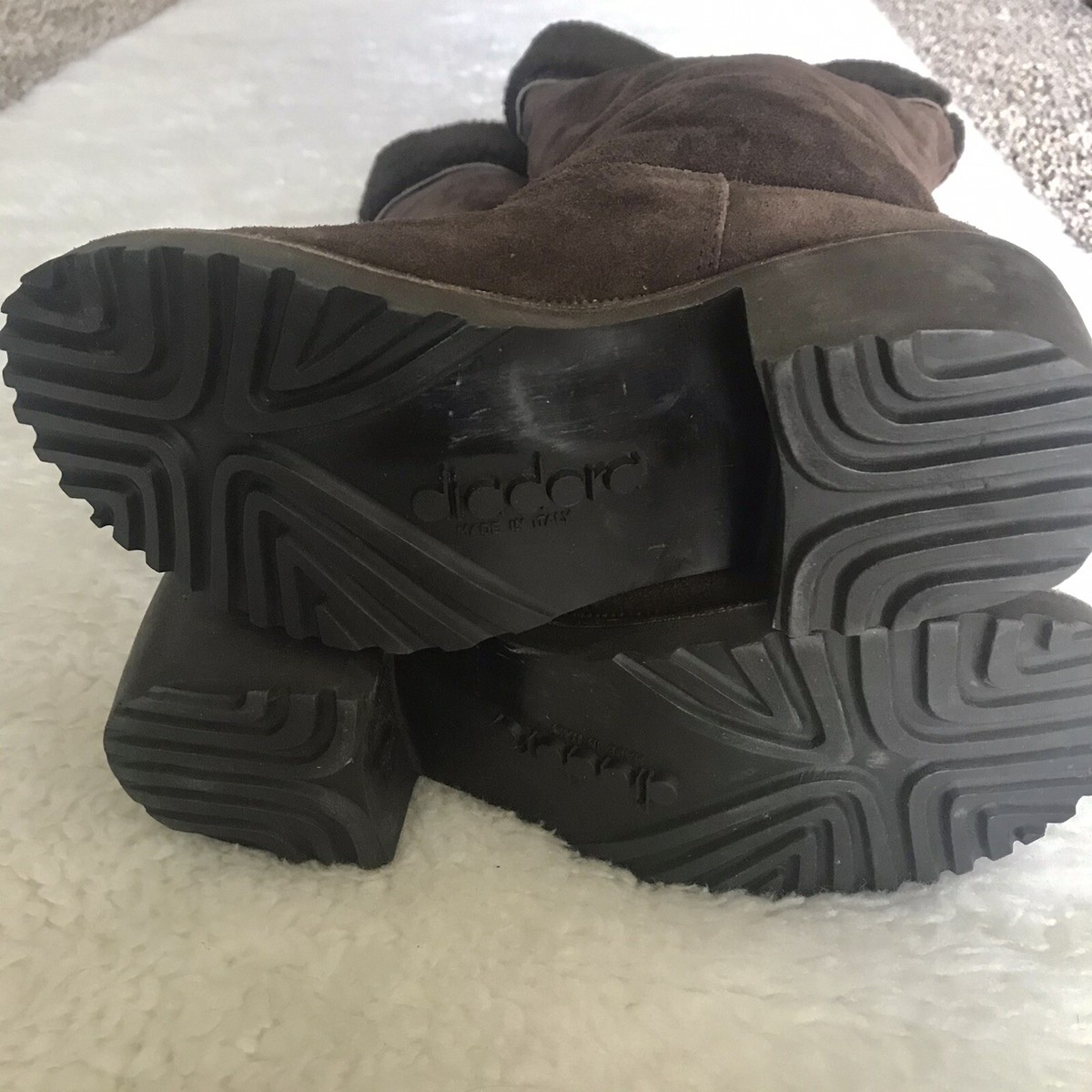 Vintage DIODORA BOOTS Mens 8 Leather Side Zip Winter Brown Made In Italy Vintage Orvis Brown Leather Chelsea Work Boots Mens 11  main image 3