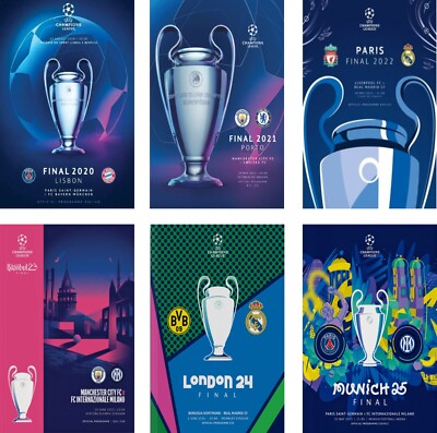 CHAMPIONS LEAGUE FINALS PROGRAMME COVERS FRIDGE MAGNETS 2020 to 2025  UK