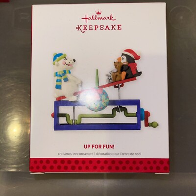 Hallmark Ornament  2013 Up for Fun Teeter Totter Polar Bear Penguin Seesaw