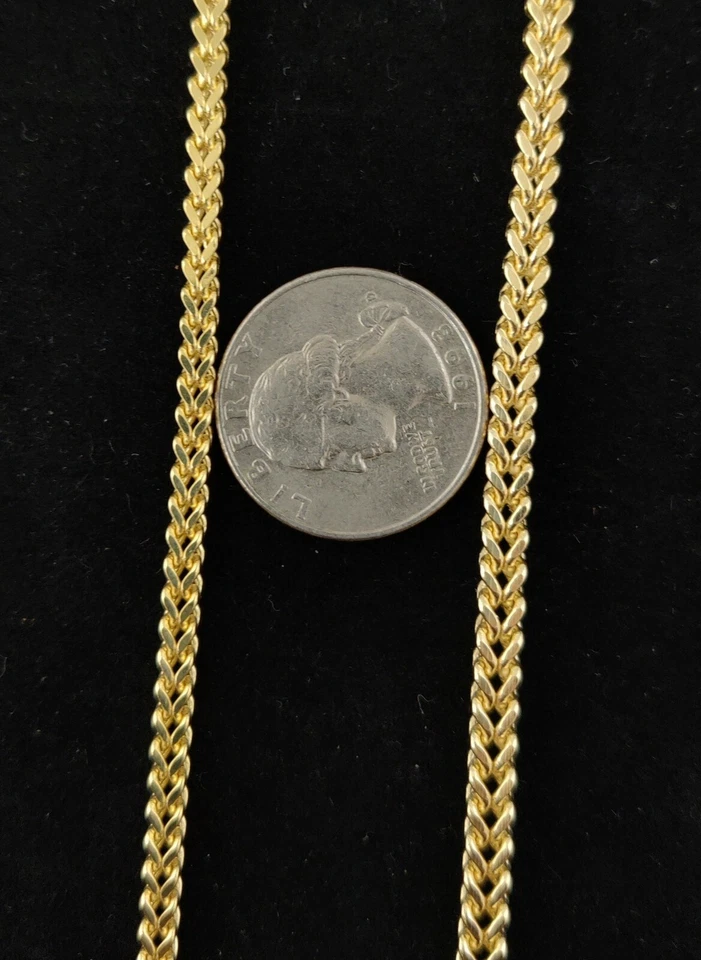 10K полутвердое золото Франко цепочка ожерелье, 16 «- 26» дюймов, 1,8 мм 3 мм 4 мм реальный 10K  - Изображение 3 из 4