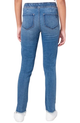 Justice Girls Denim Jeggings Blue 16 Pull On Medium Wash Distressed Paint Splats - Picture 10 of 12