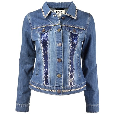 Kurze Jeansjacke Jeansjacke Damen Glitzer Kurze Jeansjacke Mit