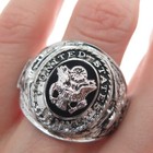 925 Sterling Silver Vintage Enamel US Army Sign Wide Ring Size 10.5