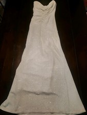 Vtg Jessica McClintock white sparkly holiday wedding evening long dress sz4