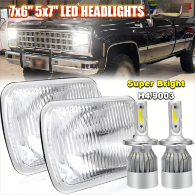 5x7'' 7x6 inch LED Headlights H4 Projector Hi-Lo Beam fit Chevy K10 K20 C10 C20