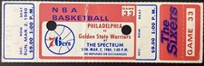 Julius Erving Vintage Basketball Full Ticket 76’s Warriors 3/2/1980 The Spectrum