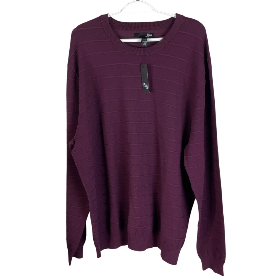 NUEVO J Ferrar Hombres Cuello Redondo Suéter 2XL Púrpura Pullover Rayón Texturizado $60 Foto 2 de 4