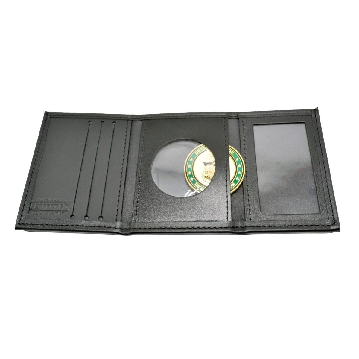 Perfect Fit Challenge Coin Holder TriFold Wallet Black Leather