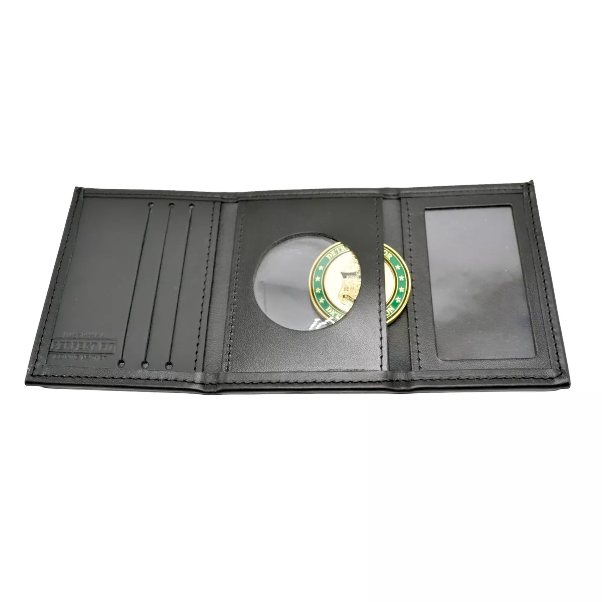 Perfect Fit Challenge Coin Holder TriFold Wallet Black Leather Mens USA  Made