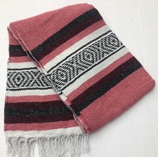 FALSA Mexican Blanket Hand Woven RASTA Serape Throw Yoga pink