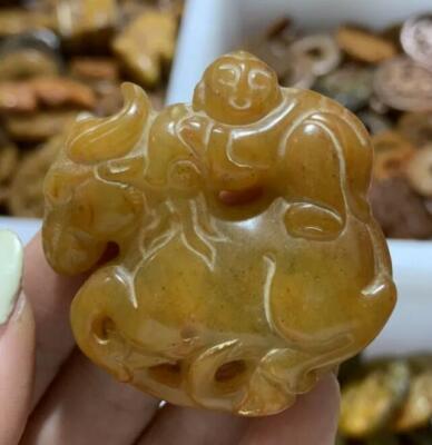 Antique Objects Hand-Carved Pendant Old Xiuyu Jade Necklace Amulet Collect