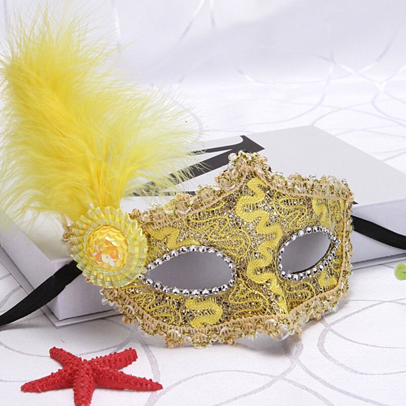 Glitter Masquerade Feather Mask Fancy Dress Party Theme Ball