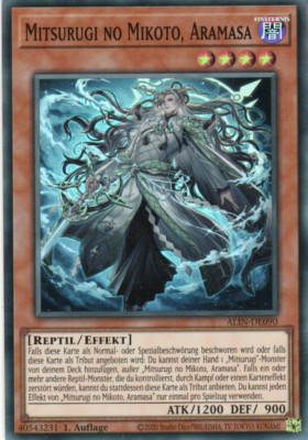 yugioh 1x Mitsurugi no Mikoto, Aramasa ALIN-DE090 Super Rare 1Auflage Deutsch