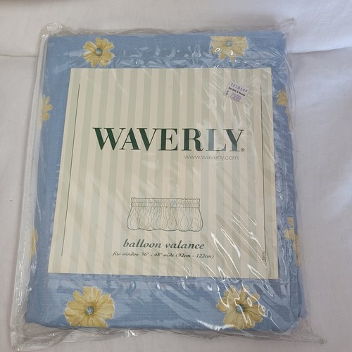 NEW Waverly Balloon Valance Painted Daisy Chambray 79" x 14" blue yellow NIP