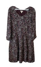 Garnet Hill Womens 4 Dress Paisley Long Sleeve Peasant Milk Maid