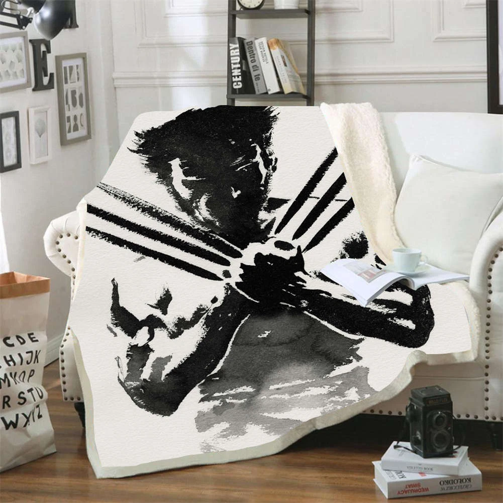 Pale Super Sexy Wolverine 3D Warm Plush Fleece Blanket Picnic Sofa Couch |  eBay