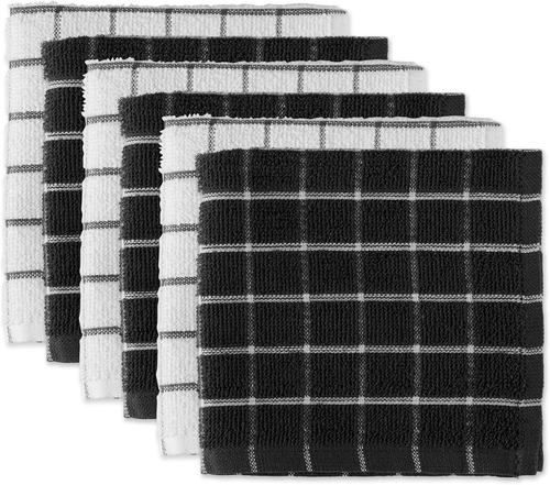 Basic Terry Collection Fensterscheiben-Geschirrtuch-Set, 12 x 12, schwarz, 6-teilig - Bild 1 von 12