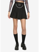 Royal Bones Daang Goodman Black Pleated Chain Skirt Large Goth Skater Hot Topic
