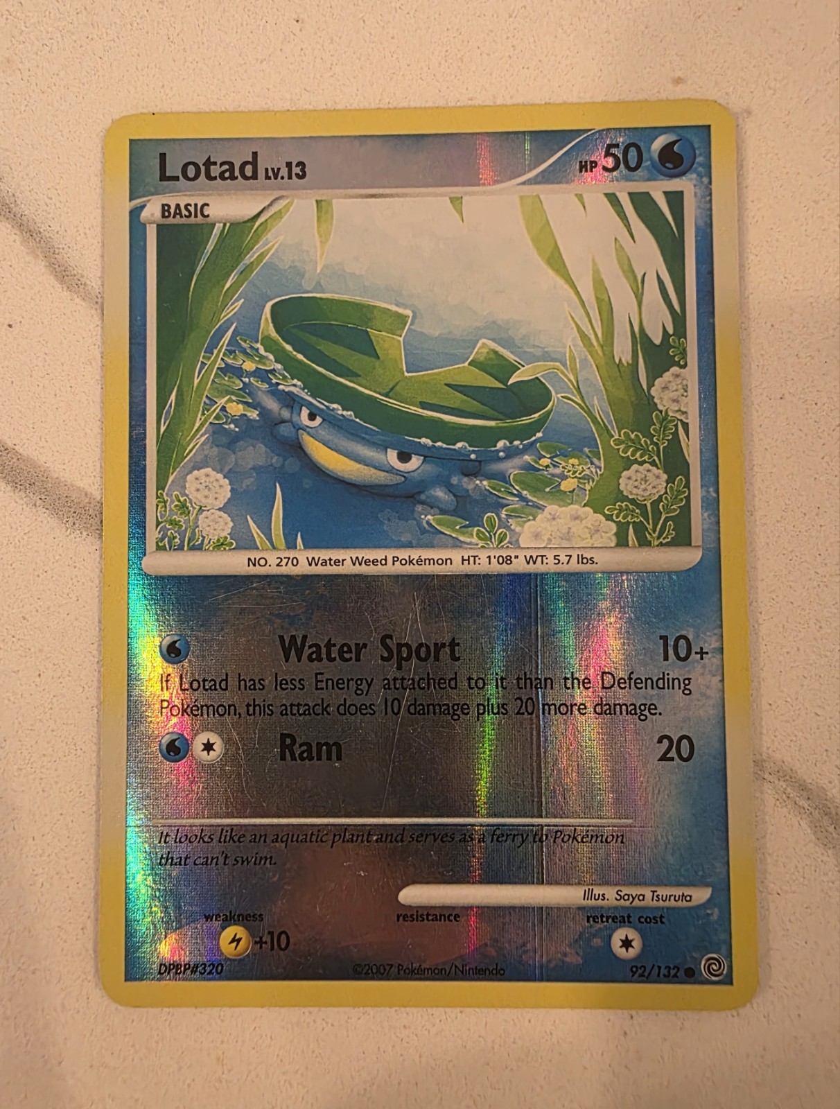 Pokemon Card - Lotad 92/132 - Secret Wonders - Reverse Holo - NM