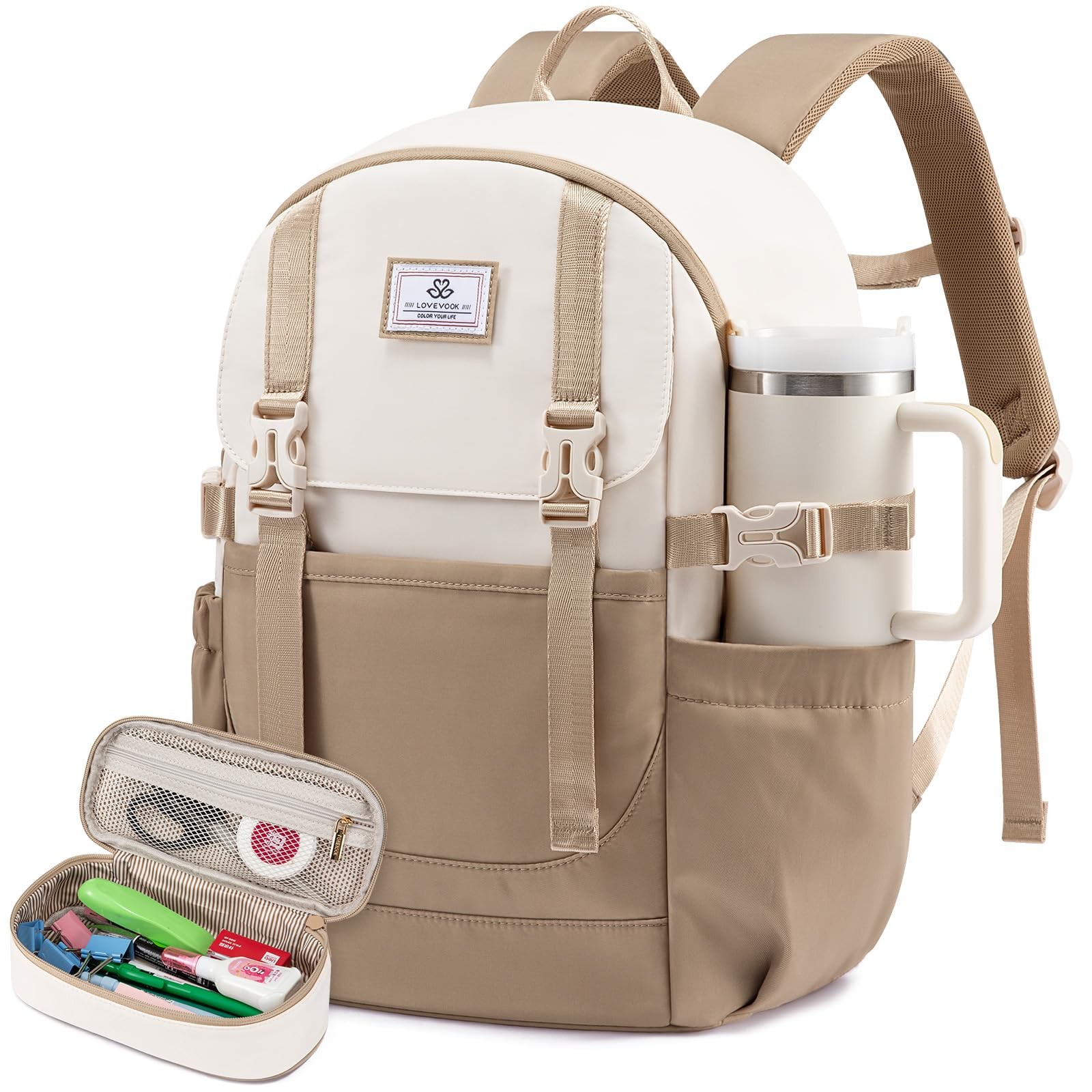 Waterproof School Backpack for Teen Girls - Stylish College Bookbag for Middle & High School