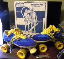 Vintage 1970’s Suede Sure-Grip Spot-Bilt Jogger Roller Skates Men’s Size 6 W/BOX