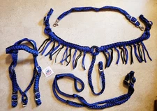 *NEW* Rugged Ride Headstall Breastcollar Wither Strap Rein Tack Set Horse Blue