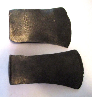 2 VINTAGE SINGLE BIT AX AXE HEADS ~ OLD SCHOOL STEEL CAMP HUNT FISH LOGGING