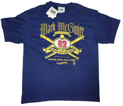 VTG Mark McGwire Cardinals T-Shirt Men's XL Nutmeg Mills Blue Baseball HR Record