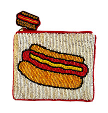 Hot Dog Coin Purse, BBQ Camping Outdoor, Lily Posh, Beaded Bag