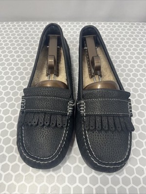 UGG Australia Black Lonna Sheepskin Leather Loafers Moccasins Slippers Size 8