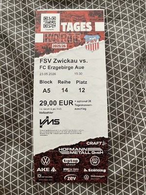 Sammlerticket FSV Zwickau vs FC Erzgebirge Aue