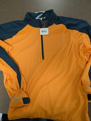 Zero Restriction mens 1/4 zip Pullover XL orange & hunter green golf shirt New