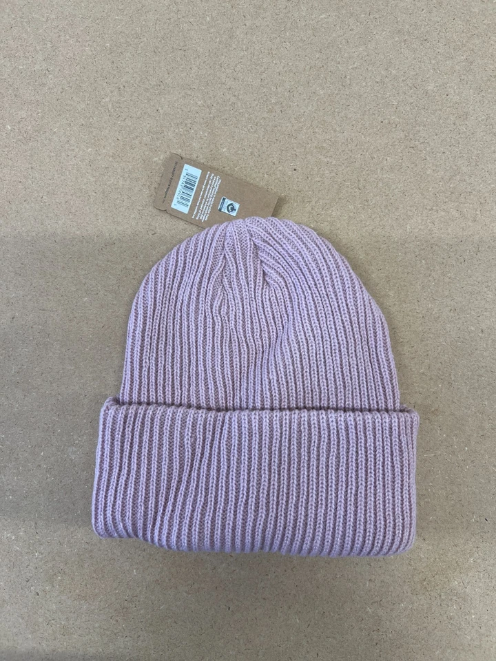 Patagonia Beanie Hat Lavender Ribbed Knit Winter Cap w/ Rainbow Patch & Tag - Image 2 of 3