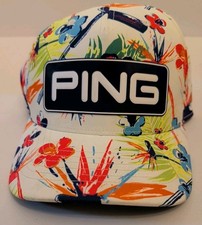 Ping Clubs of Paradise Tour Snapback Golf Hat Floral White Cap Silicon Logo