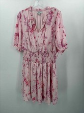 Pre-Owned Nine West Pink Size XL Printed Knee Length Short Sleeve Dress