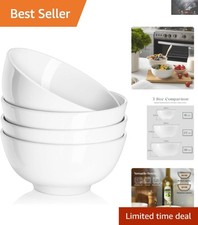 Versatile 22 OZ White Porcelain Bowls - Perfect for Soup, Cereal, and More