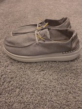 Hey Dude Wendy Rise Gray Linen Shoes Womens Loafers Size 8 VGC