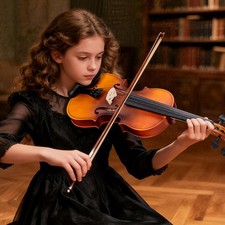 1/4 Acoustic Violin Case Bow Rosin Tuner Shoulder Rest Strings Basswood Natural