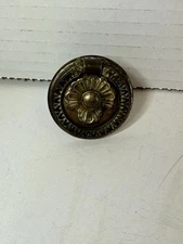 Antique Hepplewhite Sheraton Colonial Brass Hardware Drop Ring Drawer Pull