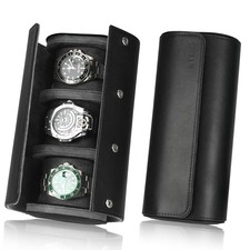 Leather Watch Roll Travel Case 3 Watches Box, Suitable for all Watches 3W-BBL